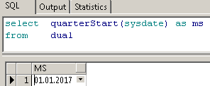 select quarterStart(sysdate) as ms from dual